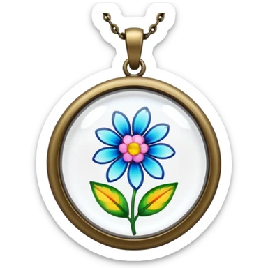 round pendant filled with resin and flower sticker