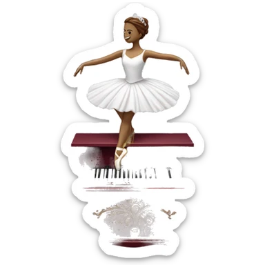 burgundy music box with white ballerina standing back sticker