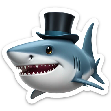 Shark with a top hat sticker