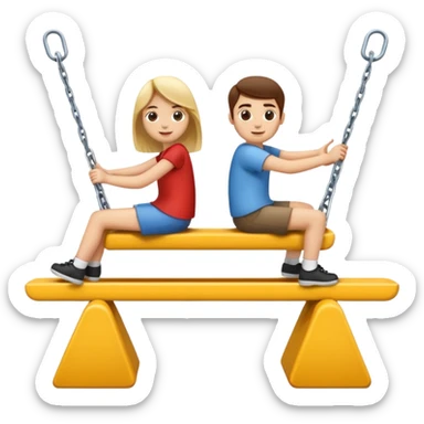 2 people on a seesaw sticker