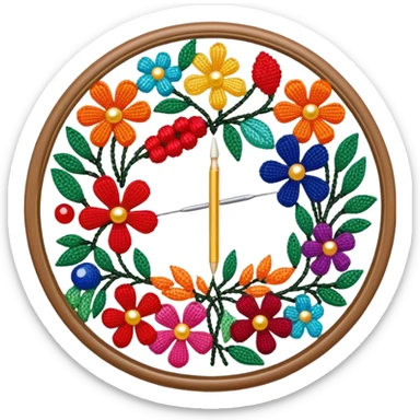 Create a harmonious and well-composed icon that represents the hobby of beadwork. The design should feature colorful beads, thread, and a beading needle or tool in a balanced arrangement. The elements should flow naturally, reflecting the creativity and precision of the craft. Ensure the composition is clean and aesthetically pleasing, with vibrant yet balanced colors. The background should be transparent. sticker