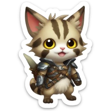 monster hunter palico really fluffx sticker