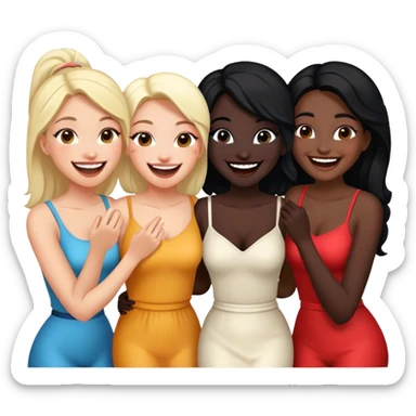 Four female friends, two are Latin one is black and one is white  sticker
