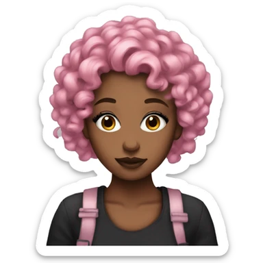 girl with pink curly hair and smoky black eyeshadow sticker