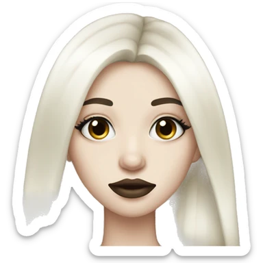 Pale girl with long black hair and big makeup lips sticker