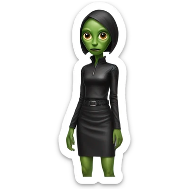 reptilian alien woman in Black leather mini skirt sticker