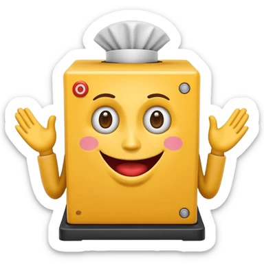 Create an emoji (one of the classic yellow faces) but make them have hands and wind an imaginary jack in the box (no props or anything just the hands and face) but also have the mouth like an o sticker