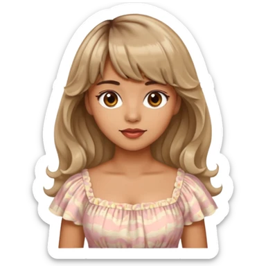 latina lady in a cute dress with bleached and brown wavy hair with bangs sticker