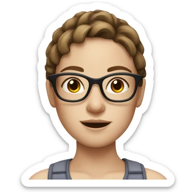 Pale Brunette girl with freckles and glasses  sticker
