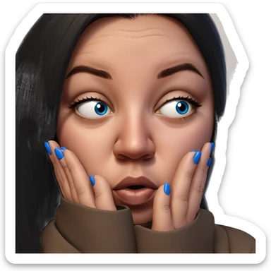 introspective portrait with blue nails sticker