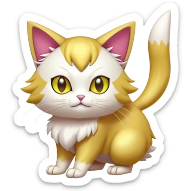 Shiny Exotic Skitty-Persian-Pokémon-Fakémon-hybrid-creature (full body) sticker
