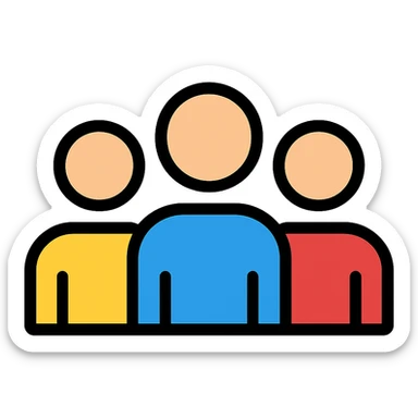 group of people, color outline icon style, friendly and modern sticker