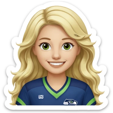 Long wavy blonde hair seahawks fan female sticker