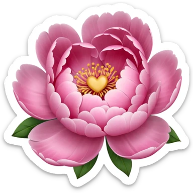 Peony of soft pink color with a heart sticker