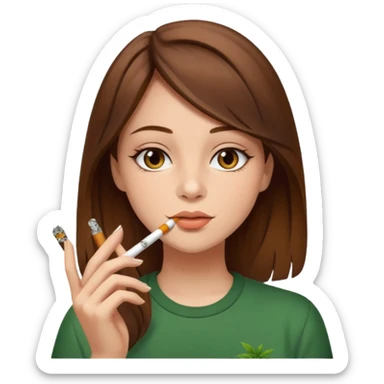 Brown hair girl smoking weed sticker