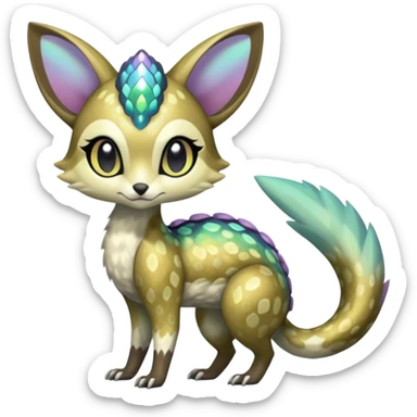 Shiny furry scaley Meloetta-Vernid-Trico-Genet-Pokémon-Fakémon-hybrid-fusion-creature sticker
