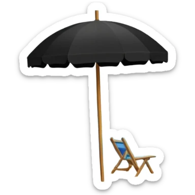 beach with parasol, wave behind parasol, eco-habitat structure, mountain range in background sticker