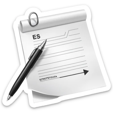 paper with a pen that says Estrategia Fiscal sticker