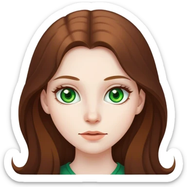 girl pale skin long brown hair green eyes sticker