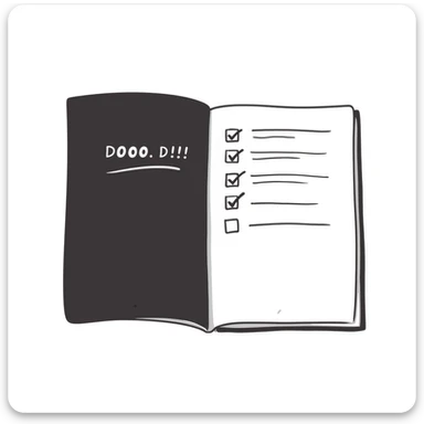 Notebook with checkboxes and bullet points in minimalist style sticker