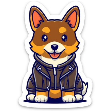 cool dog wearing leather jacket sticker