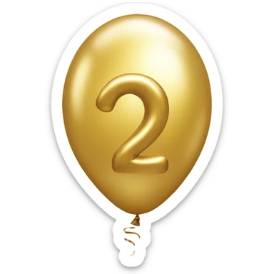 gold the number 2 shiny balloon sticker