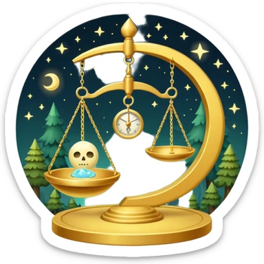 forest alchemist weighing tiny moon on golden scale sticker