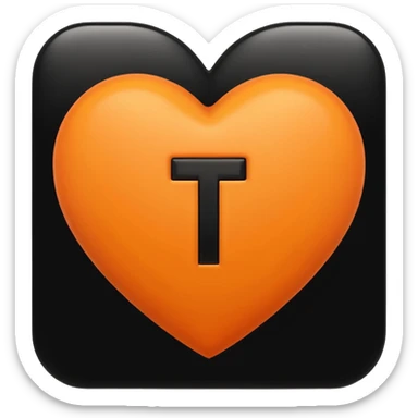 orange heart with the letter T in black in the centre sticker