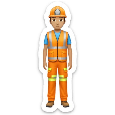 man  no helmet, in orange hi vis vest and chinos, standing full body sticker