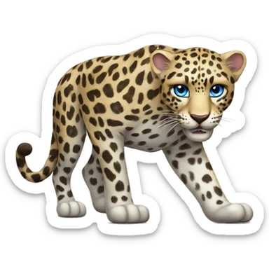 blue eyed leopard, ferocious full body sticker