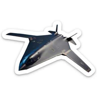 B-2 Spirit bomber - Northrop B-2 (Model Year: 2021) (Iconic colour: Stealth black) - A sleek, stealth bomber with smooth, angular contours and a matte jet-black finish. Emphasize a futuristic, minimalist design with a seamless fuselage, low-profile wings, and an overall intimidating stealth aesthetic. sticker