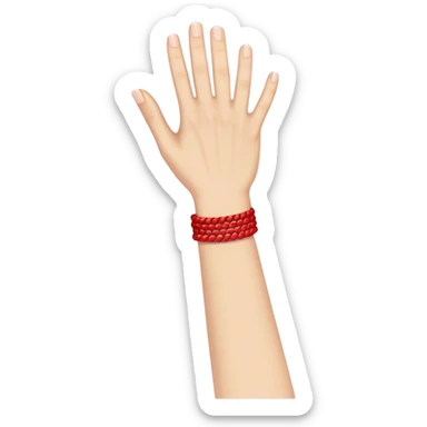 One hand with red bracelet thread  sticker