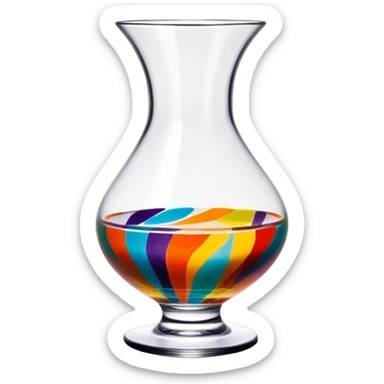 Glass painting icon, hand-painted colorful patterns on a glass surface, visible fine paintbrush and glass object like a vase or decorative plate, bright vibrant colors, no finished artwork, just the painting process, minimalistic style, clean lines, transparent background. sticker