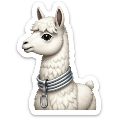 whitellama with a steel resilient coil around the neck sticker