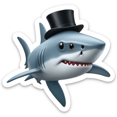 Shark with a top hat sticker