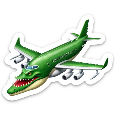 An airplane that has a crocodile head on the front  sticker