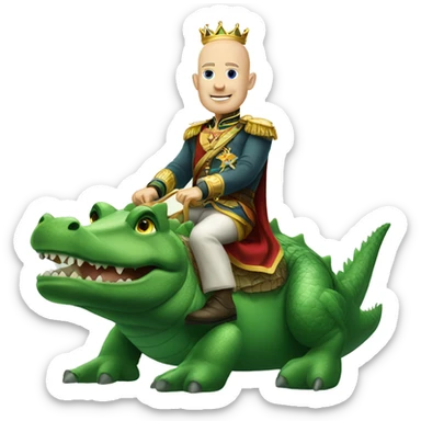 White bald king riding Alligator  sticker