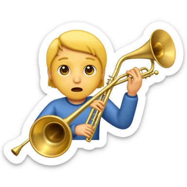 Emoji triste tocando el trombón sticker