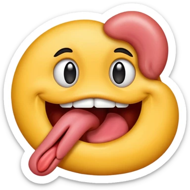 Tongue sticking out between twofingers sticker