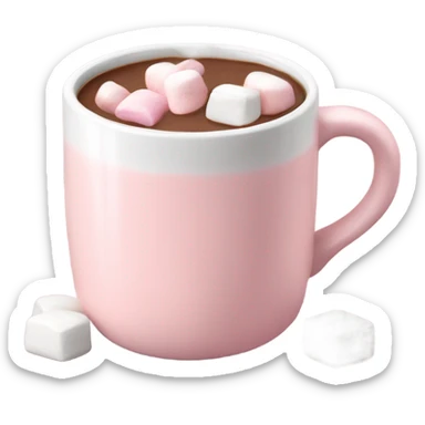 Light Pink mug of hot chocolate with marshmallows  sticker