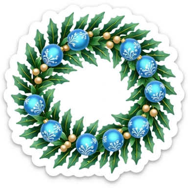 Simple and sweet Christmas wreath with light blue details sticker