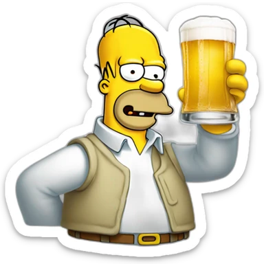 Homer simpson buvant une bière sticker