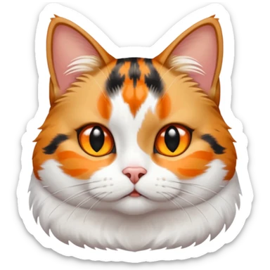 full body calico tabby + white cat with small head and short but chubby body sticker