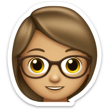 Niña con pelo largo castaño cn lentes sticker