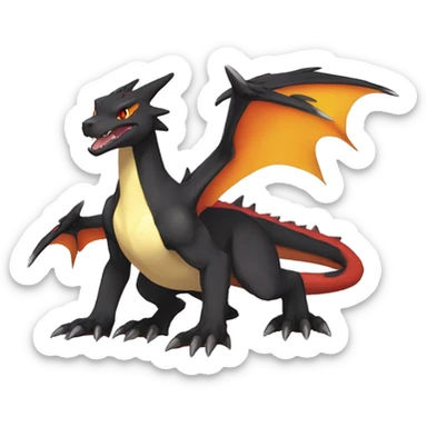 Anthro Cute cool black red white yellow nargacuga-Charizard sergal animal hybrid Fakemon full body sticker