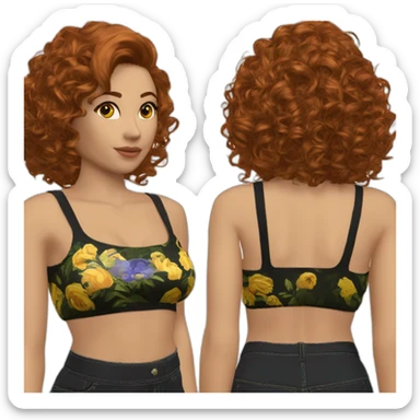 Rousse foncé crop top vert sticker
