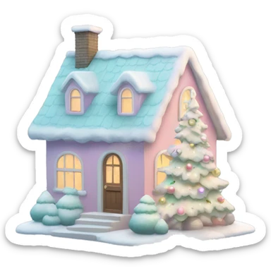 Pastel colored Christmas house sticker
