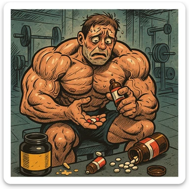  bodybuilder che fa dosaggi a caso, e quindi sta male sticker