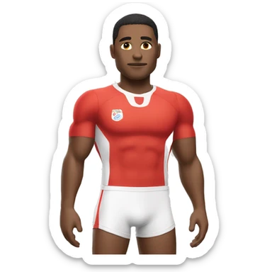Un mec qui pleure portant un maillot rouge et blanc sticker