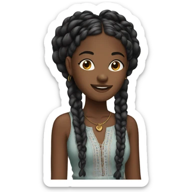 Black girl with boho braids sticker